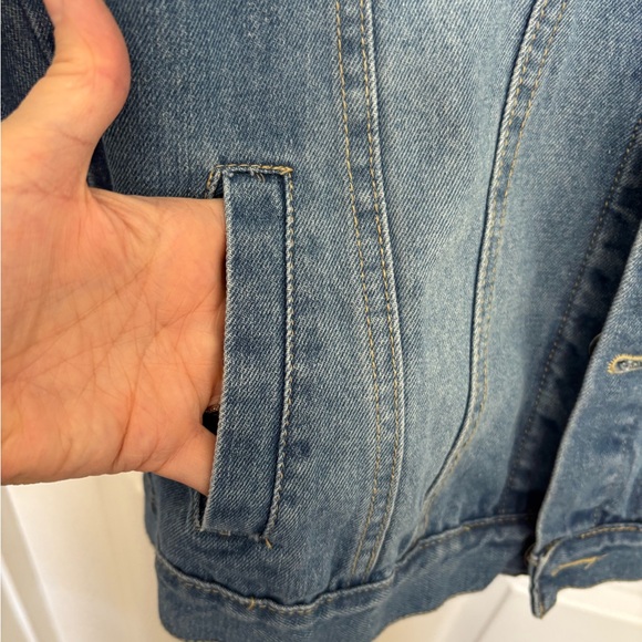 Women's Blue Denim Momcore Jacket with “Mama” Chenille Varsity Letters, Sz M - Picture 7 of 12